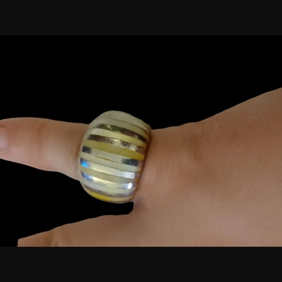 Vintage 925 Sterling Silver Size 5.75 Mother Of Pearl Large Cocktail Ring - Picture 4 of 12